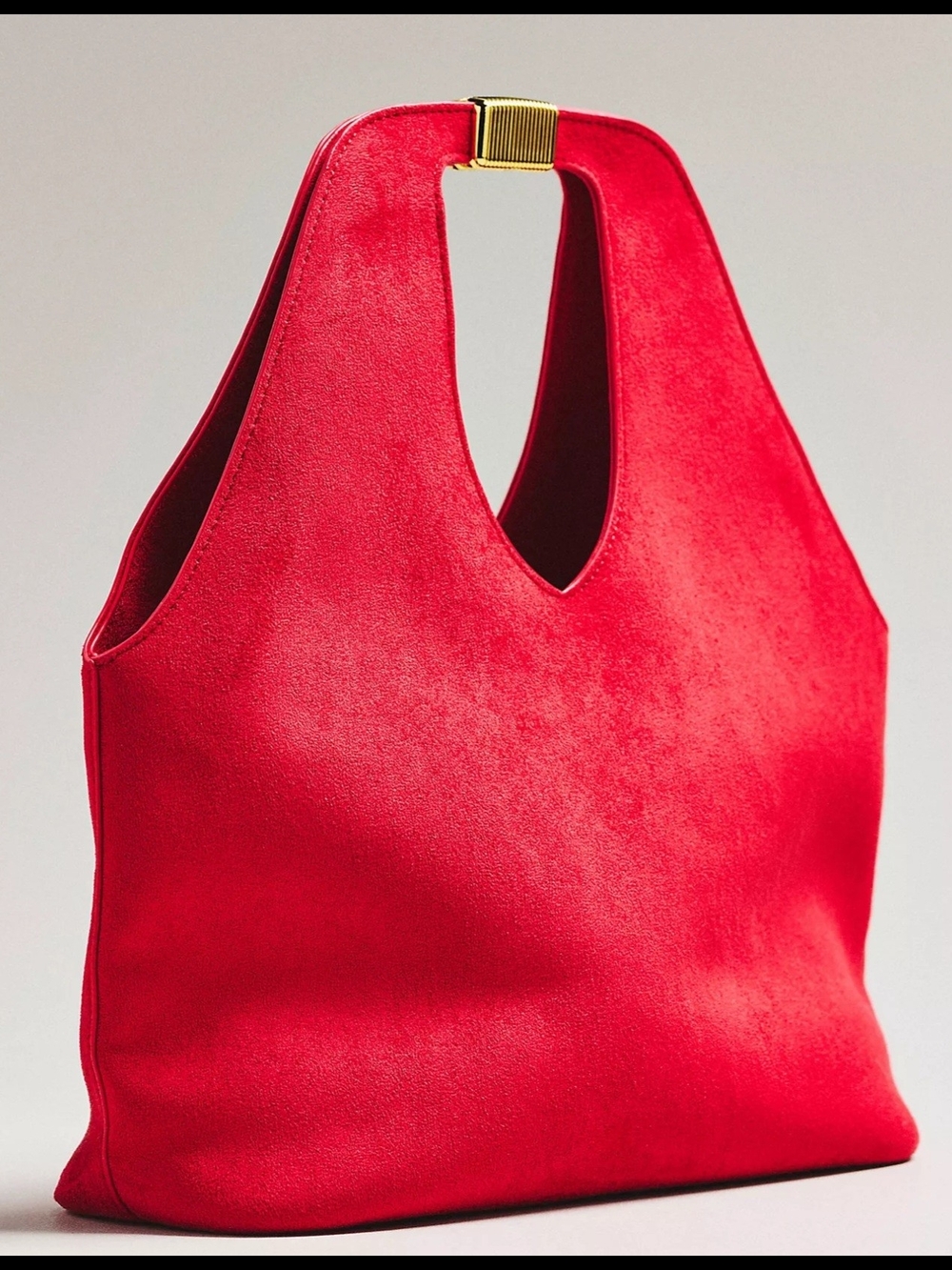 By Anthropologie Faux-Suede Gilded Handle Tote Bag